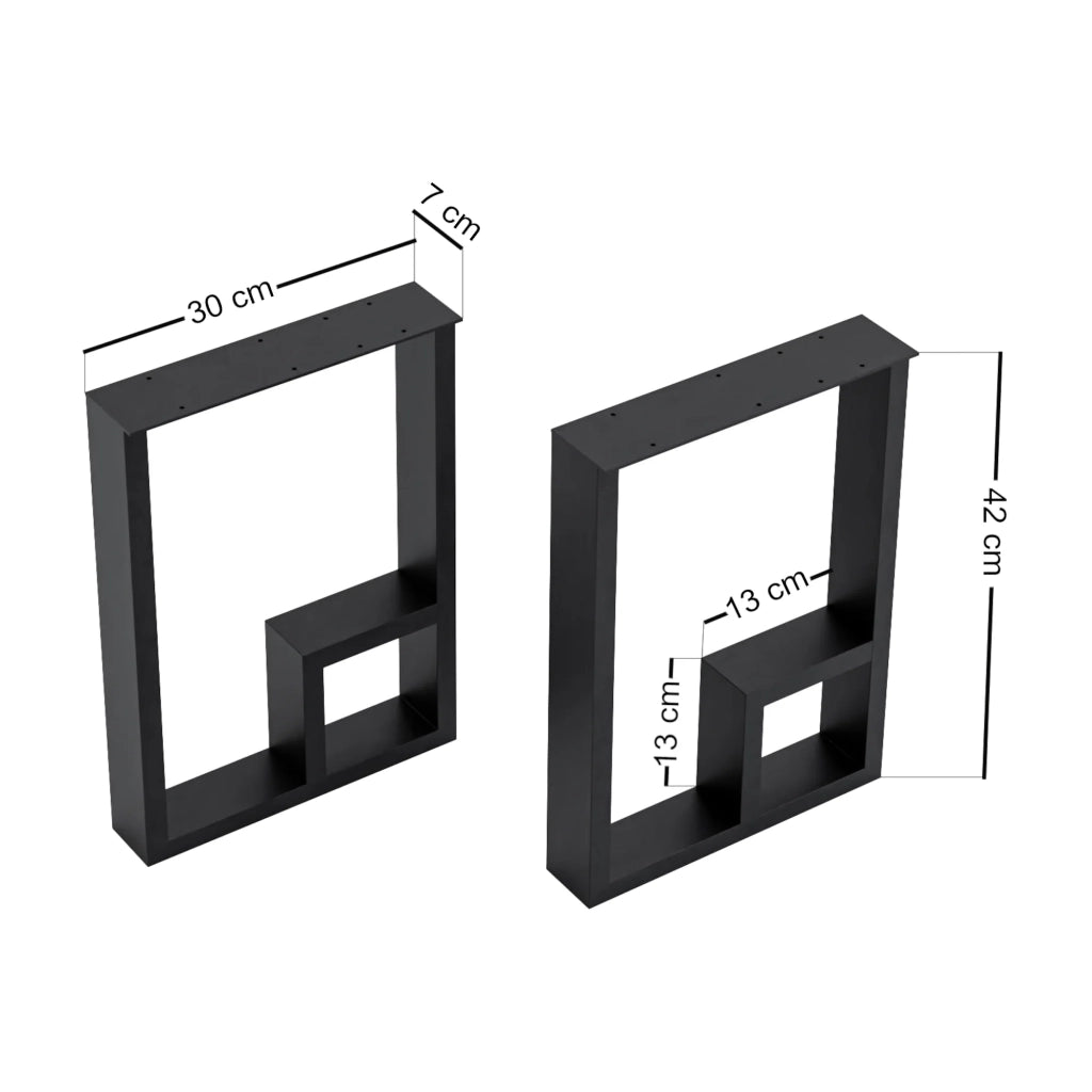 Set di 2 gambe per tavolo in acciaio 42 x 30 x 7 cm nero 03_0010590