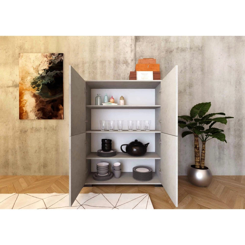 Credenza alta moderna 4 ante 90x35x120 cm Lumina - Cashmere