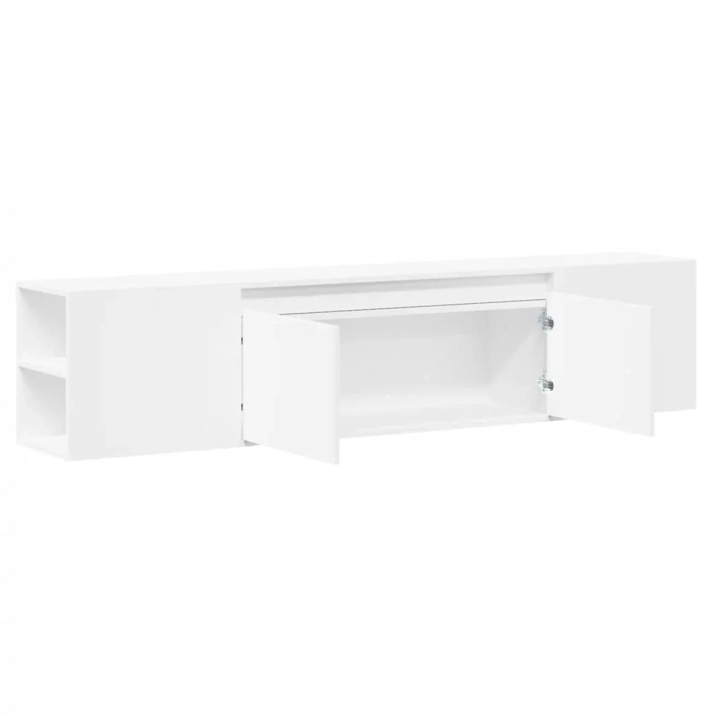 Mobile TV multimediale mensola TV credenza mobile TV sala da pranzo soggiorno camera da letto montaggio a parete con illuminazione a LED 180 x 31 x 39,5 cm bianco 02_0027811
