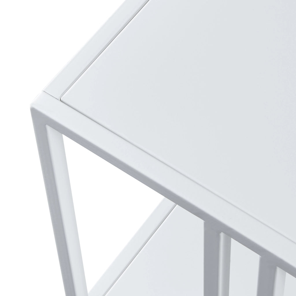 Tavolino Basso Kumlinge in Metallo con Ripiano 47 x 110 x 55 cm Bianco [en.casa]