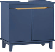 Mobile Sottolavabo – Mobiletto da Bagno con Ante – Mobile Sottolavabo Stretto in Legno per Piccoli Spazi, Blu, 60 x 59 x 30 cm, BZR113-B