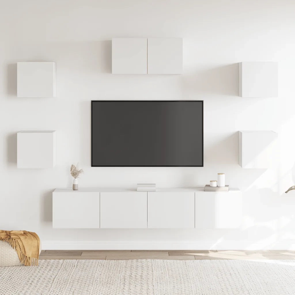 Set di Mobili Porta TV 7 pz Bianco in Legno Multistrato 3114502