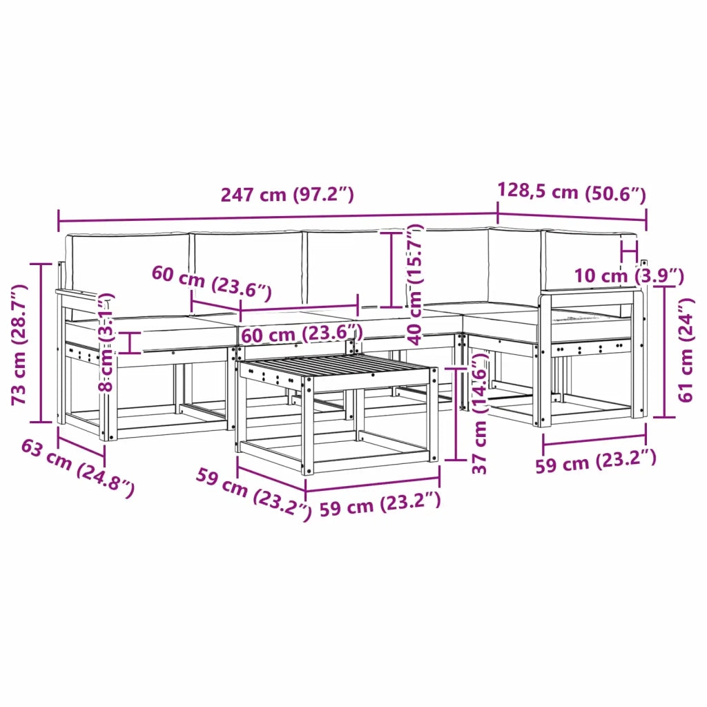 Set di divani da esterno 6 pz Bianco e Antracite 3387656