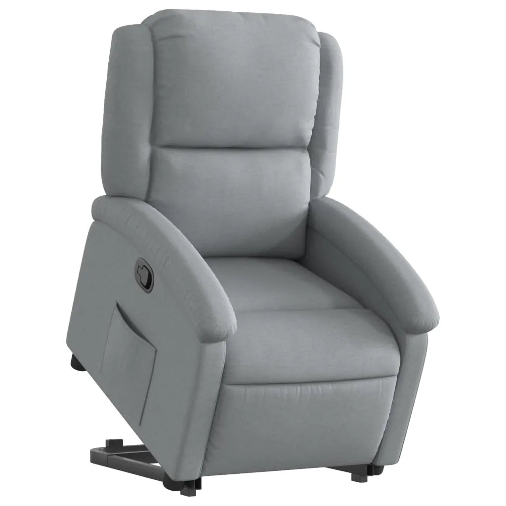 Poltrona Alzapersona Reclinabile Grigio Chiaro in Tessuto 3204164