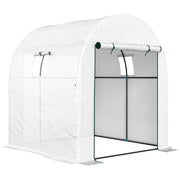 SERRA A TUNNEL PER ORTO 1.8X1.8X2 M IN ACCIAIO E PE ANTI UV CON PORTE AVVOLGIBILI E FINESTRE, BIANCA