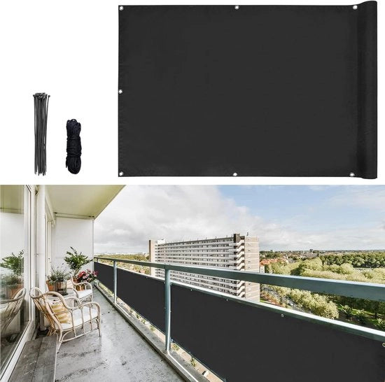 Parasole per Balcone a Schermo Ventola e Protezione UV Resistente 160g/m2 con Orecchioni Opaque 75 x 300cm (3 Dimensioni & 2 Colori) per Balaustra Patio Giardino