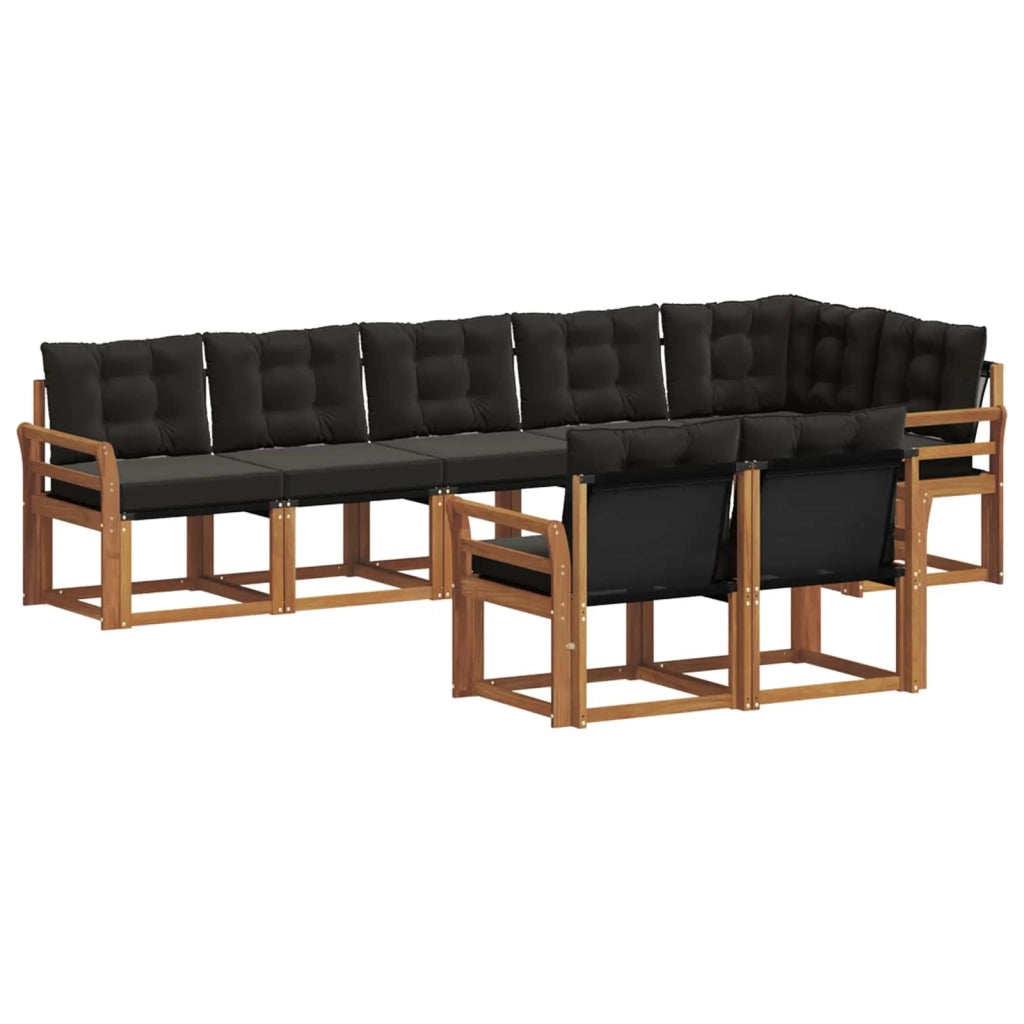 Set di divani da esterno con cuscino 8 pcs Naturale e Nero