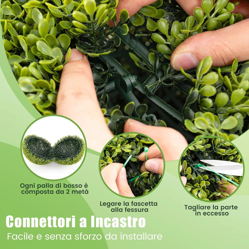 Set di 2 Sfere Topiarie in Bosso Artificiale da 39/50 cm, Sfere Topiarie Protettive dal Sole, Piante Finte Decorative per Giardino, Ingresso, Balcone e Cortile (Diametro 50 cm)