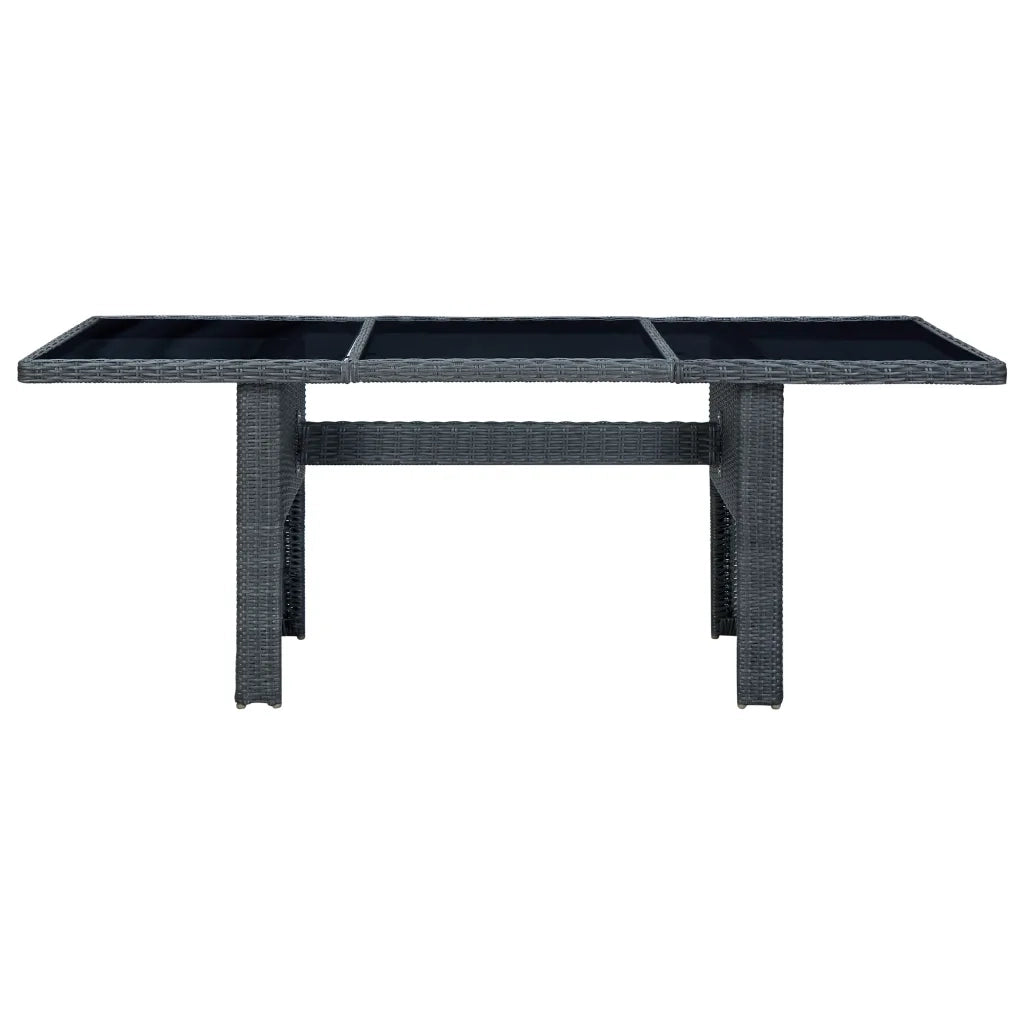 Set da Pranzo da Giardino 9pz e Cuscini Polyrattan Grigio Scuro cod mxl 36195