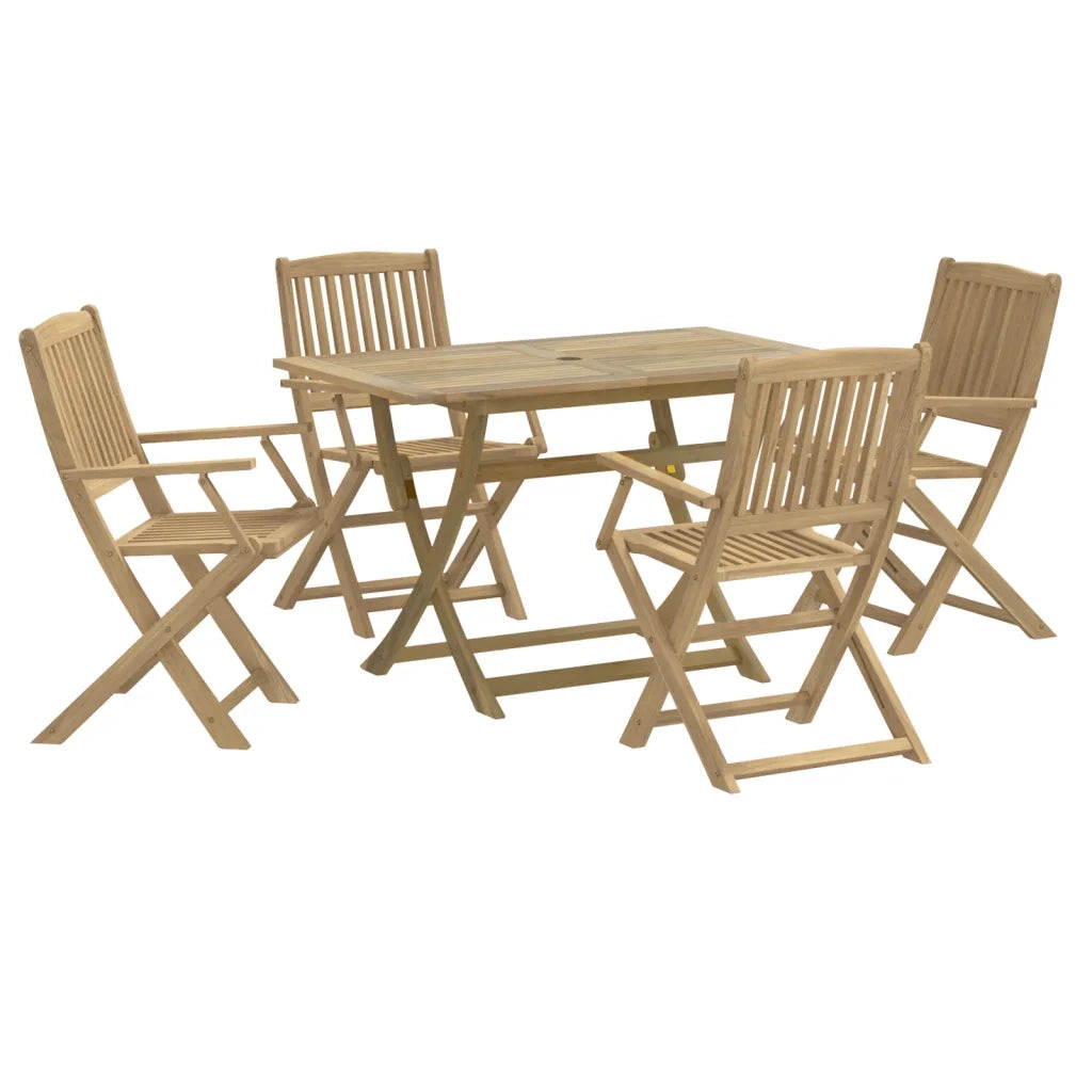 Set da Pranzo per Giardino 5 pz in Legno Massello di Acacia