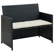 Divano da Giardino a 2 Posti con Cuscini in Polyrattan Nero cod mxl 67781