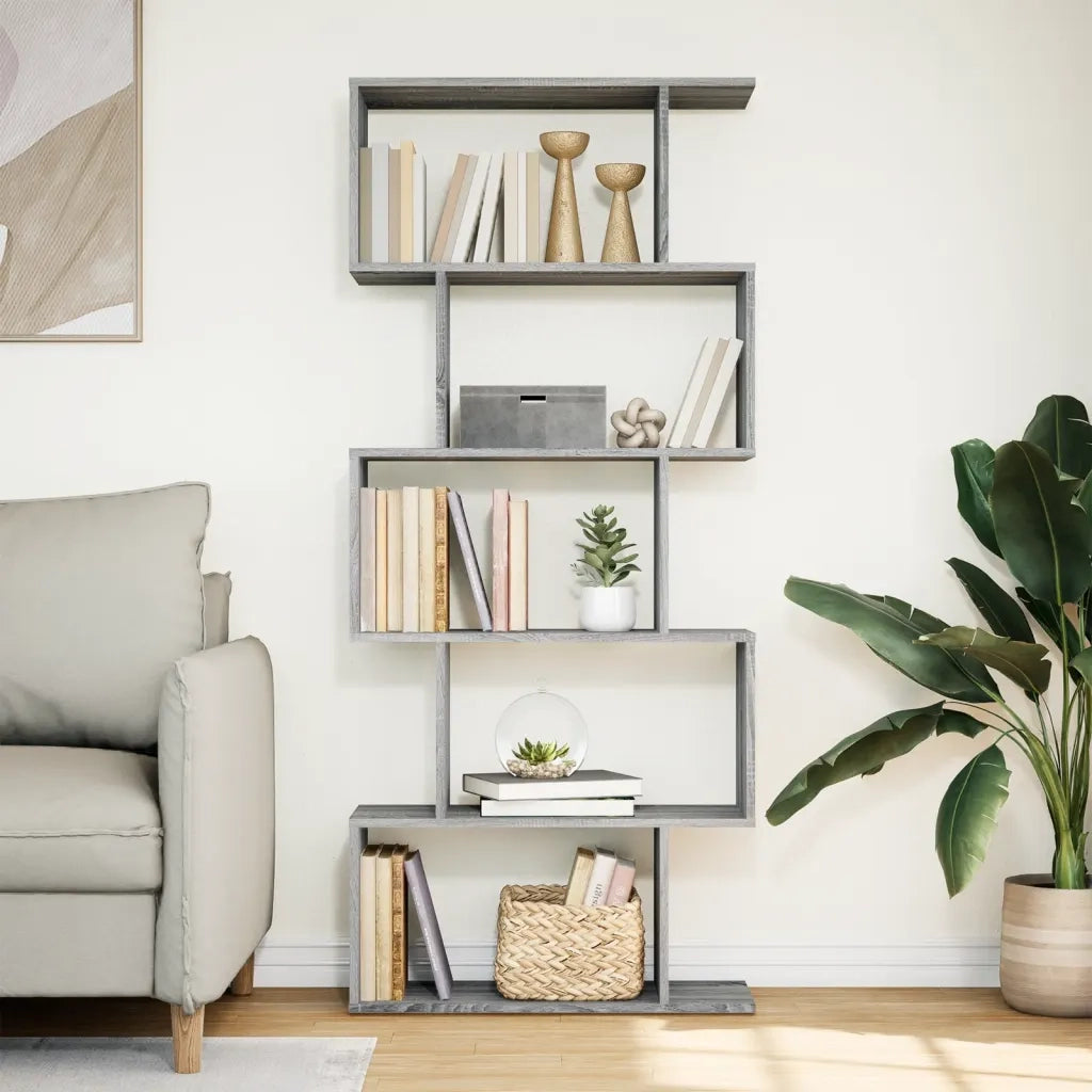 Libreria Divisorio 5Piani Grigio Sonoma 70x24x161cm Truciolato 858098