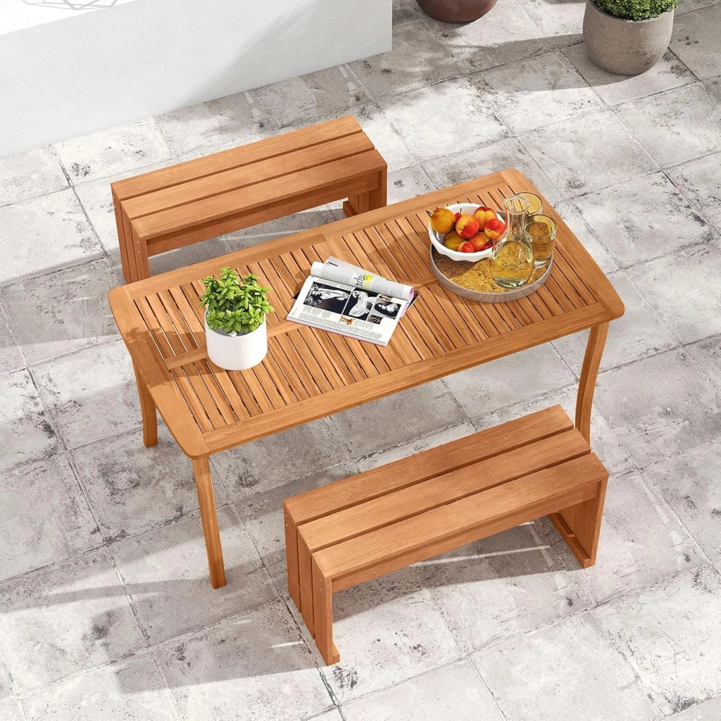 Panchina da Esterno con Seduta a Doghe per 2 Persone, Portata 200 kg, Panca da Giardino con Solida Struttura in Legno Massello, Panca per Ingresso, Giardino e Gazebo, 90 x 30 x 44 cm