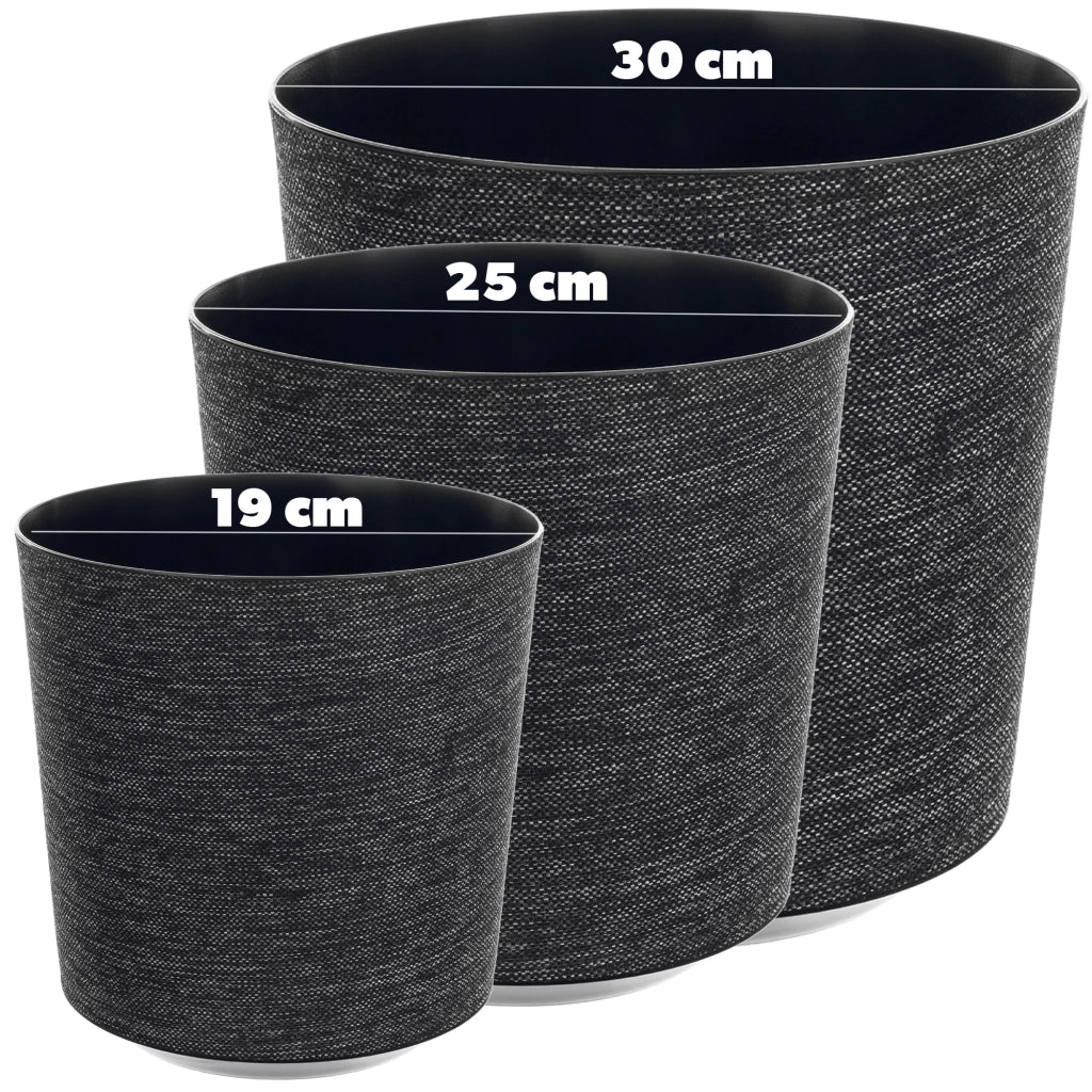 Vaso da fiori KADAX, supporto per fiori, rotondo, nero, fantasia in tessuto, 19 cm