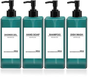 Set di dispensatore di sapone elegante - 4 pezzi - verde - plastica - 15,5 cm