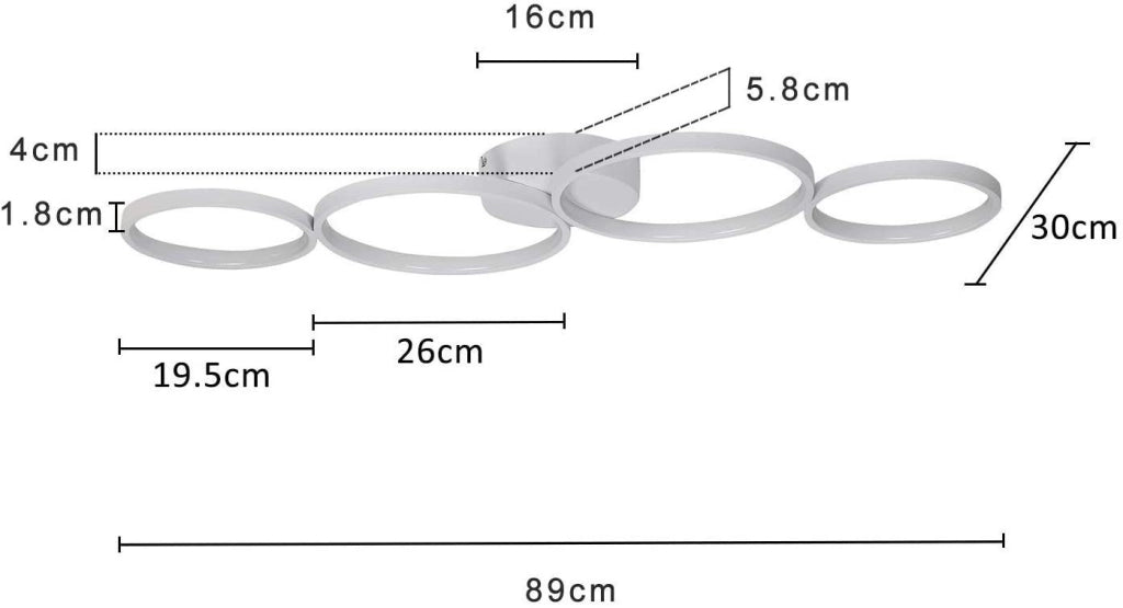 ZMH Lampada da soffitto LED moderna 4 anelli fiamma telecomando per soggiorno