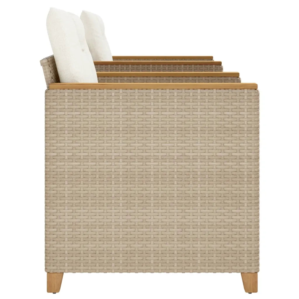 Set da BistrÃ² 3 pz con Cuscini Beige Polyrattan e Legno Acacia