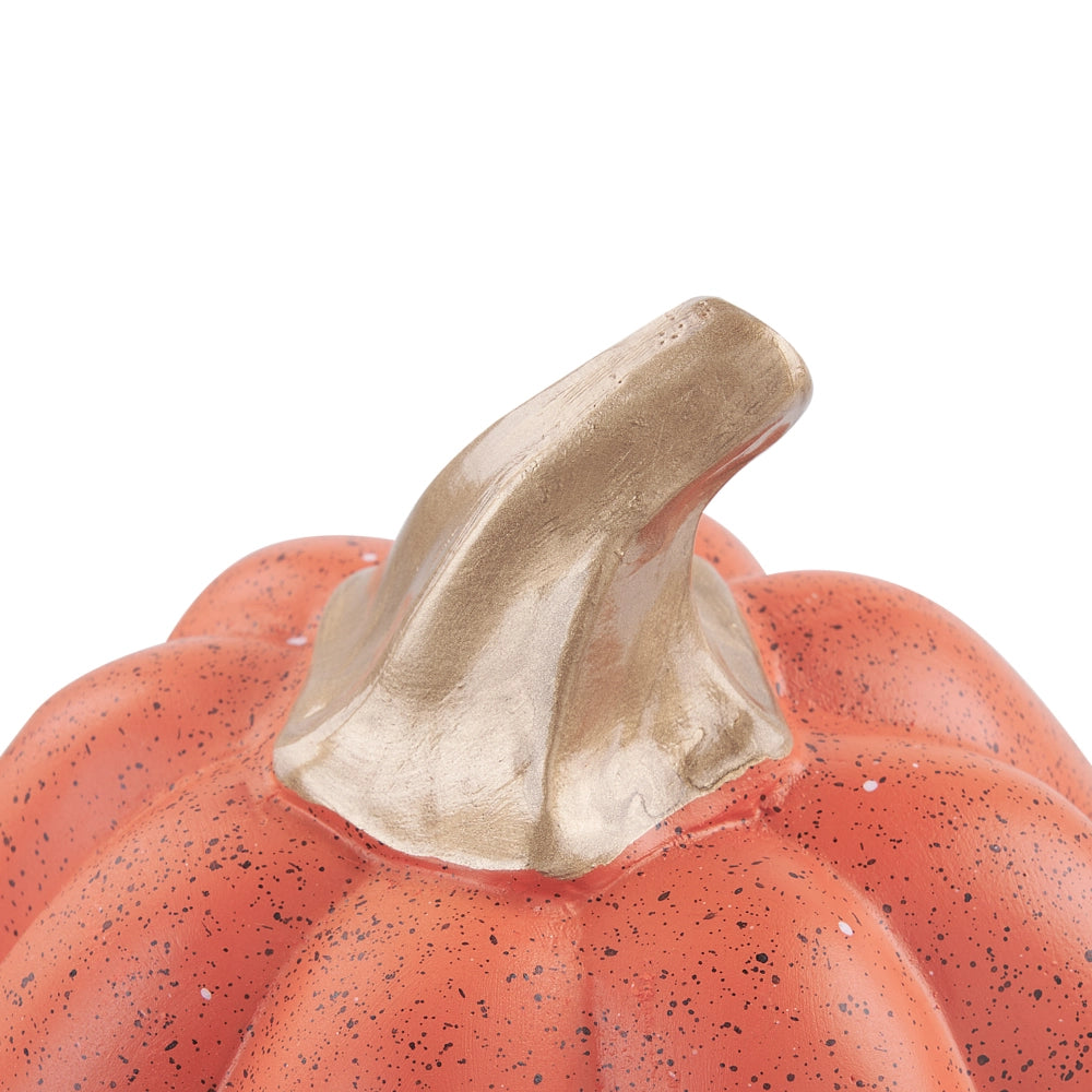 Set di 2 statuette in ceramica arancio dorato 18 cm zucche fatte a mano soggiorno camera da letto decorazione sculture