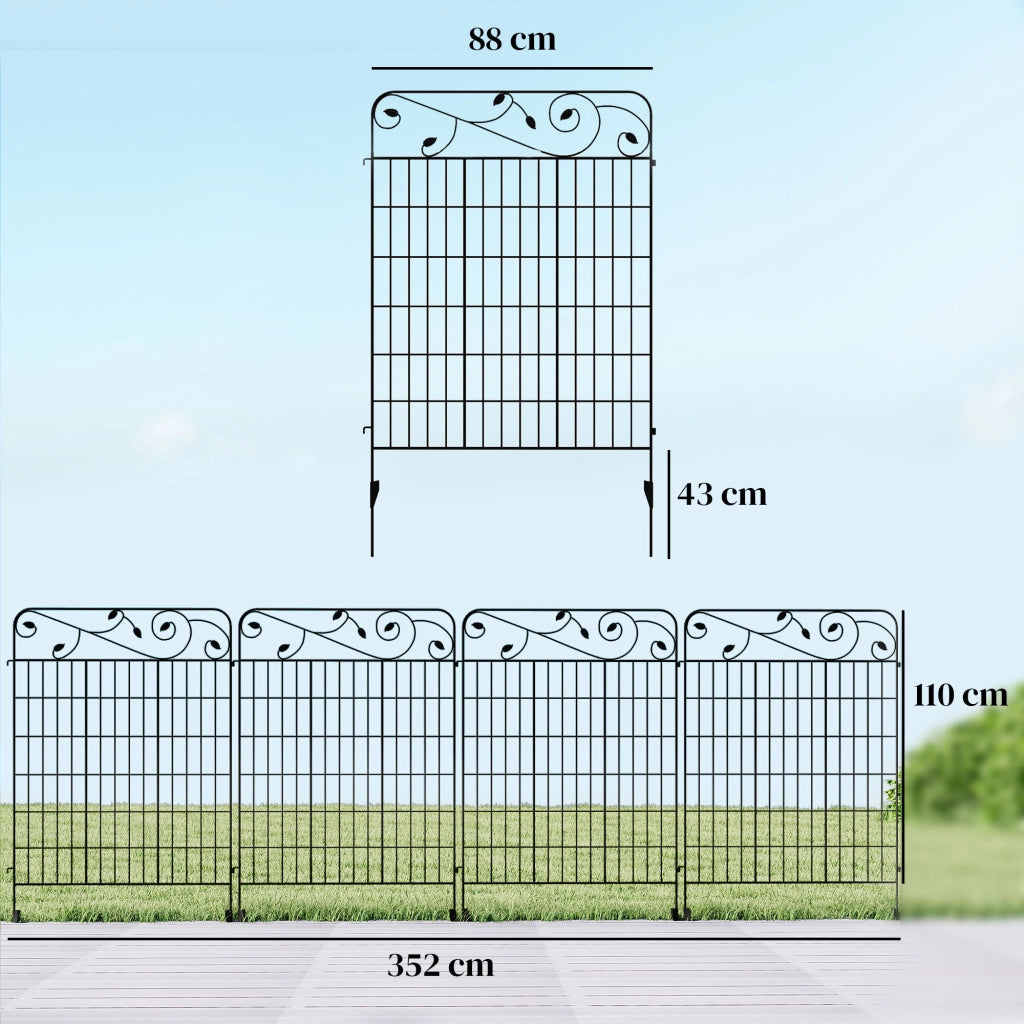 Recinzione da giardino in metallo ¨C zephmum ¨C nero 352x110cm