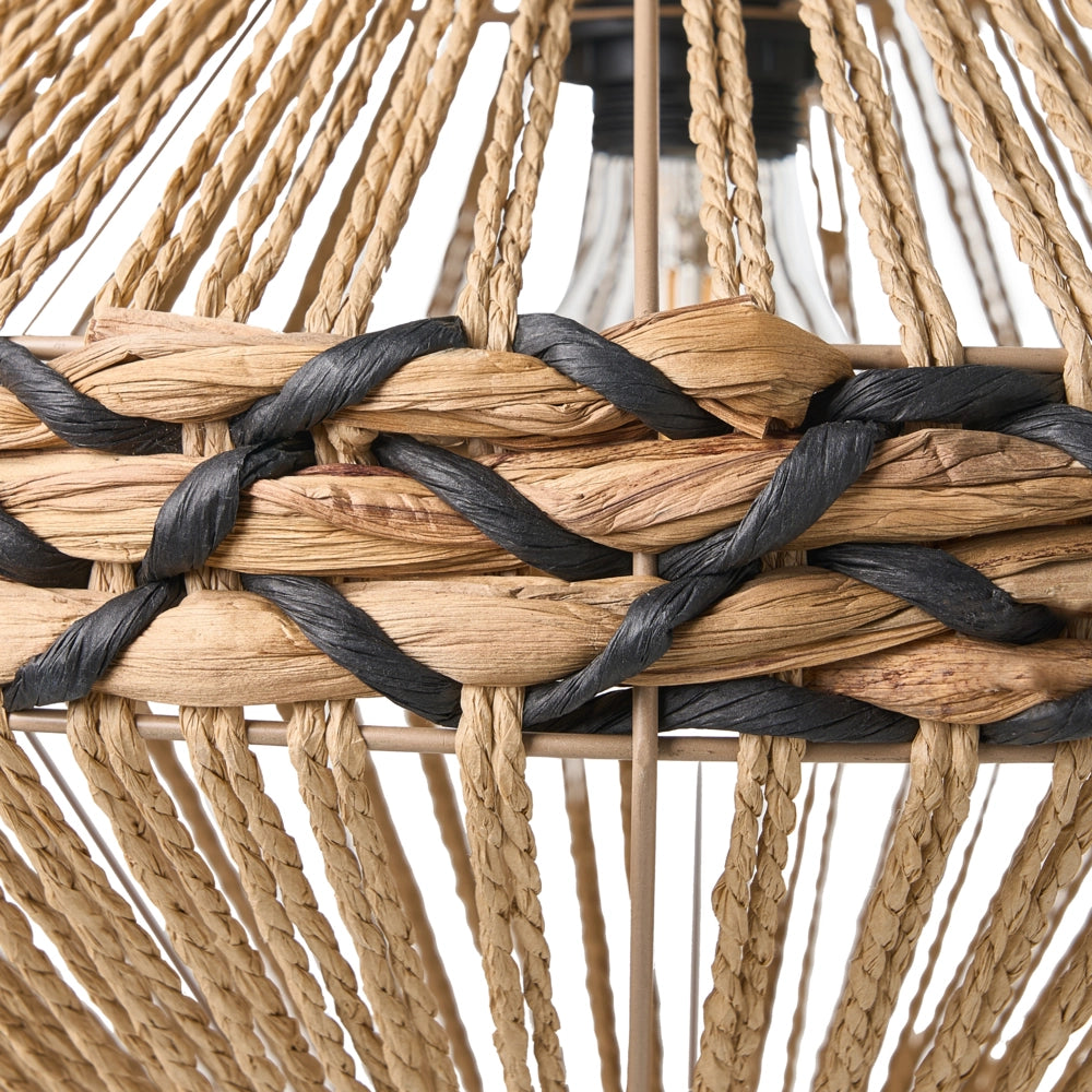 Lampada a sospensione Corda di carta naturale Plafoniera con paralume intrecciato Sala da pranzo Soggiorno Stile Boho