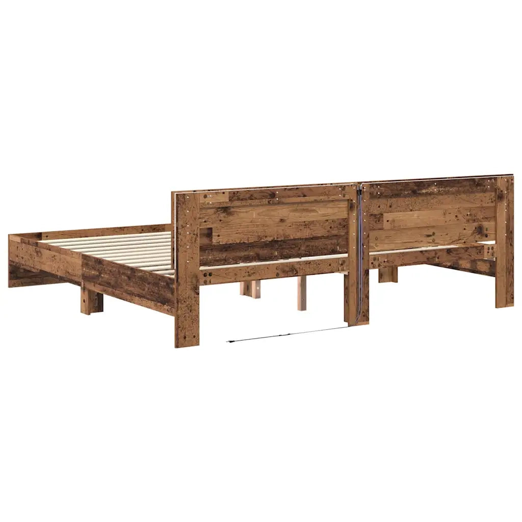 Struttura del letto con testiera-Giroletto Legno vecchio 180 x 200 cm