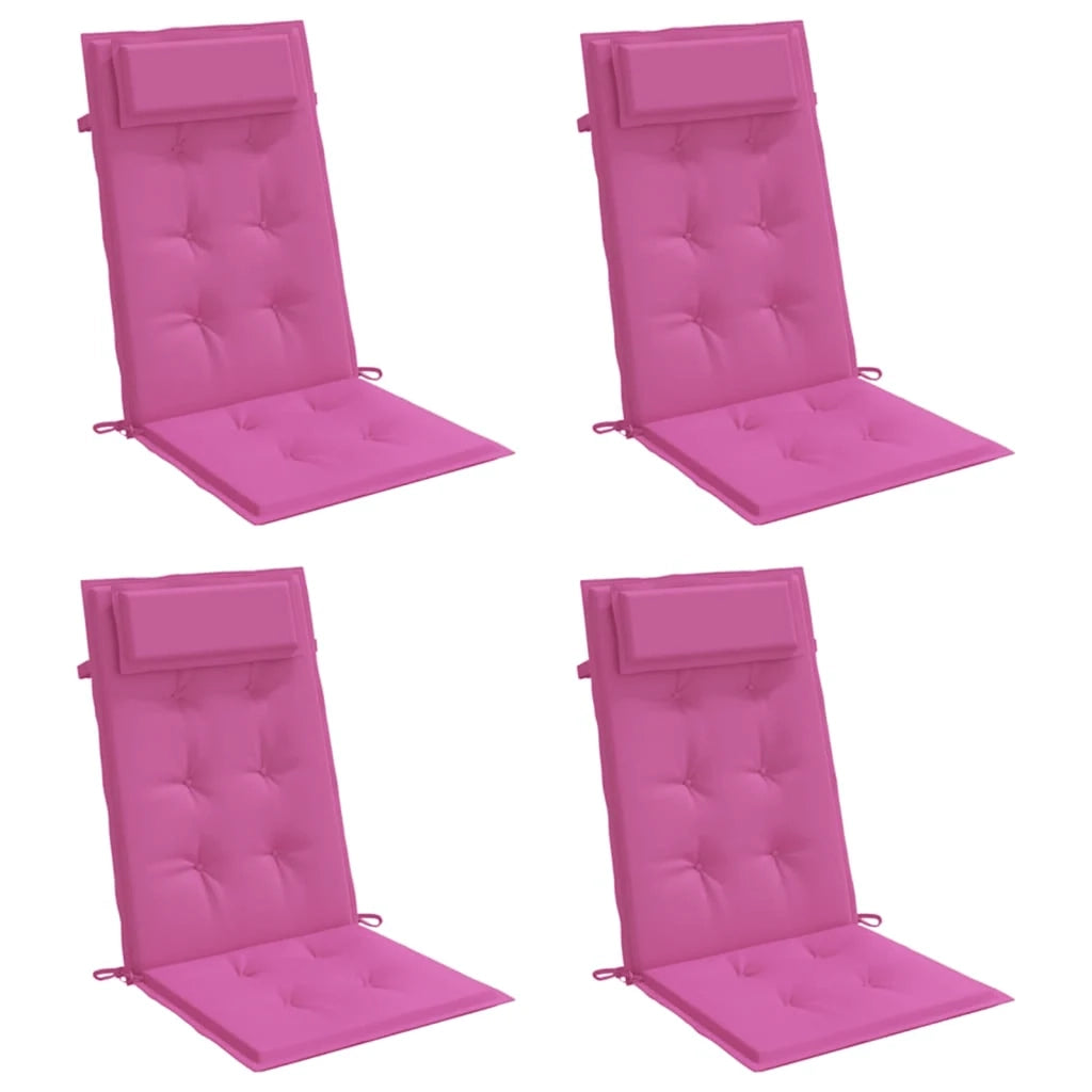 Cuscini per Sedia con Schienale Alto 4pz Rosa in Tessuto Oxford