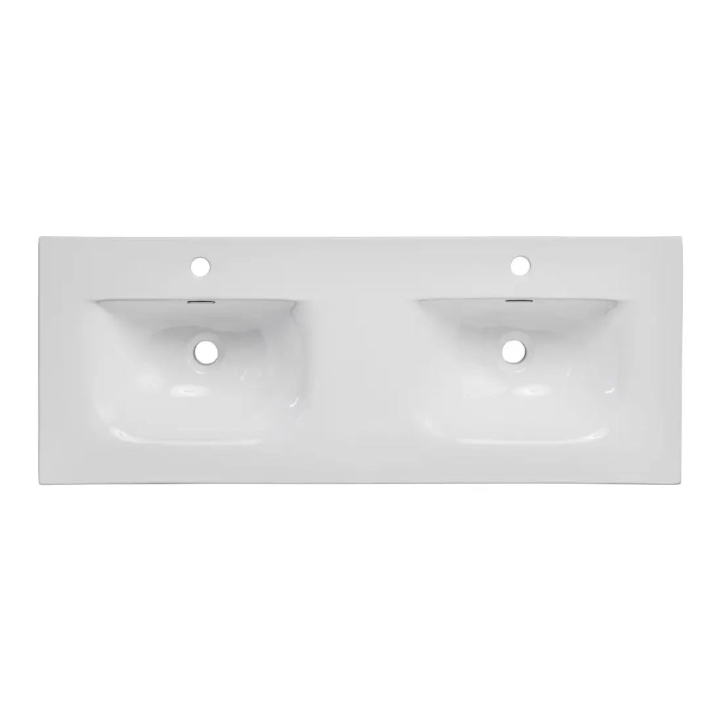 Lavabo doppio VELOA 120 cm vasche ovali ceramica bianco lucido