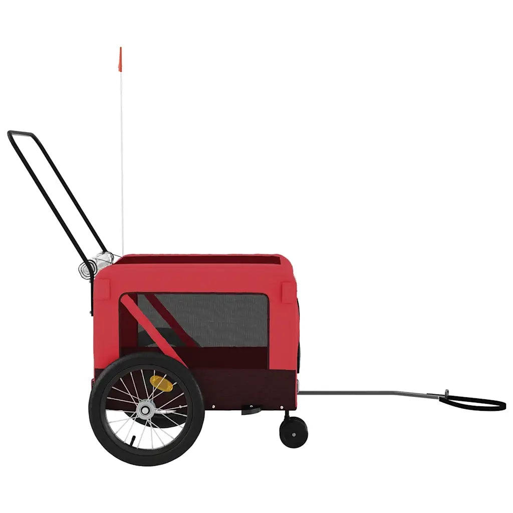 Rimorchio da Bici per Animali Rosso e Nero Oxford e Ferro CFW6418646
