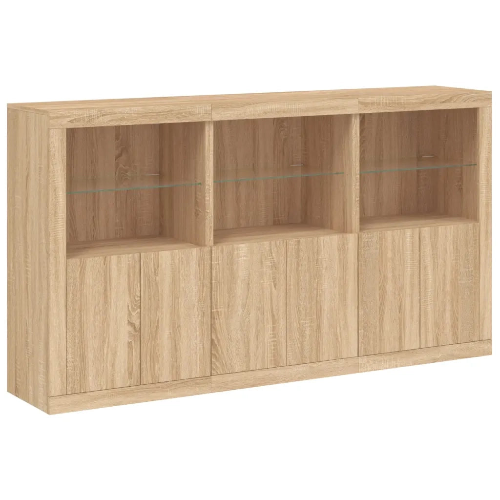 Credenza | Madia | Buffet da pranzo | Armadio da pranzo con Luci LED Rovere Sonoma 181,5x37x100 cm