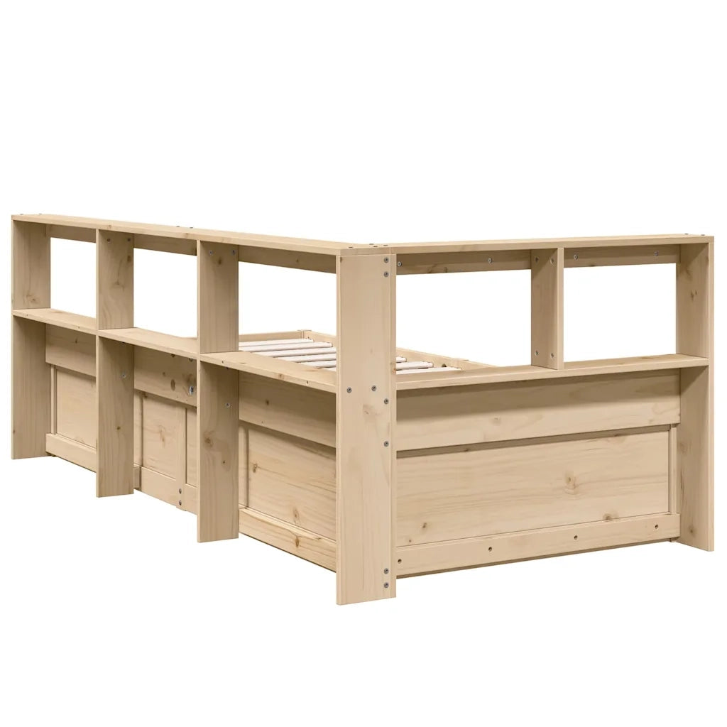 Letto Libreria senza Materasso-Struttura Letto con contenitore 90x190 cm Legno Massello Pino 943202
