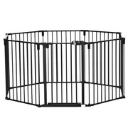 Recinto per Cani Gatti Pieghevole 482,5x2x76 cm 8 Sezioni in Acciaio Nero