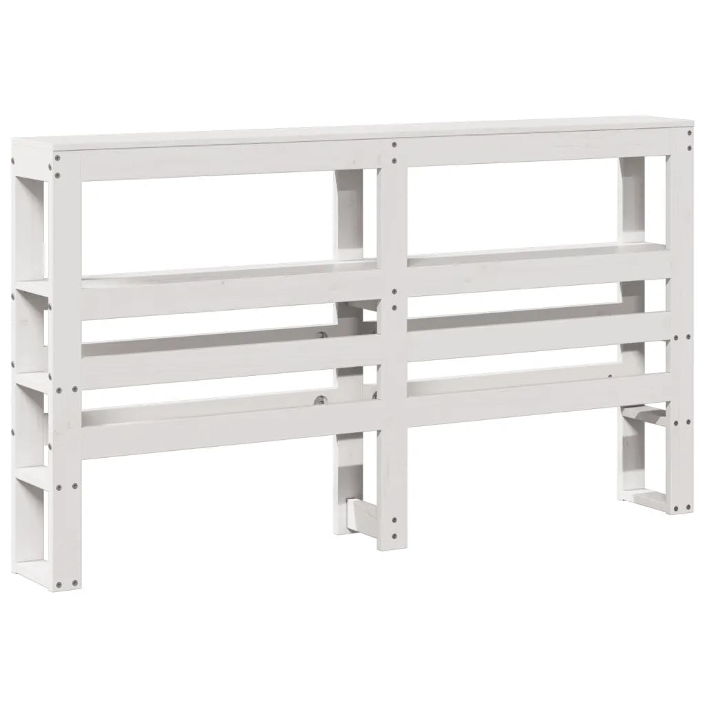 Testiera con Ripiani Bianca 160 cm in Legno Massello di Pino