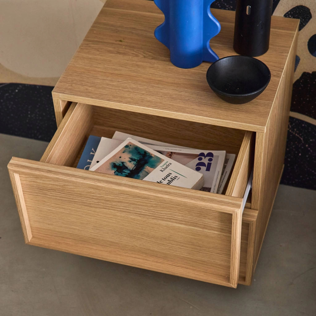 Set 2 comodini effetto legno 2 cassetti, marrone naturale
