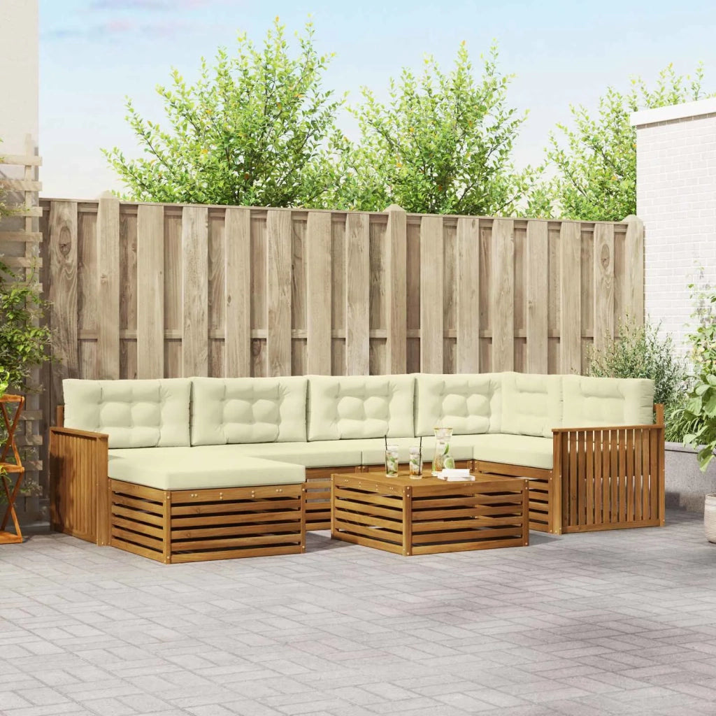 Set di divani da esterno con cuscino 7 pcs Naturale e Crema 3373775