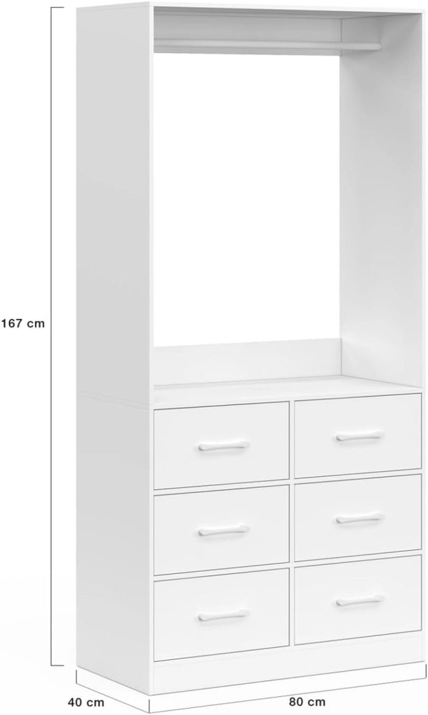 Armadio UPPAH lungo 80 cm con 6 contenitori in tessuto bianco