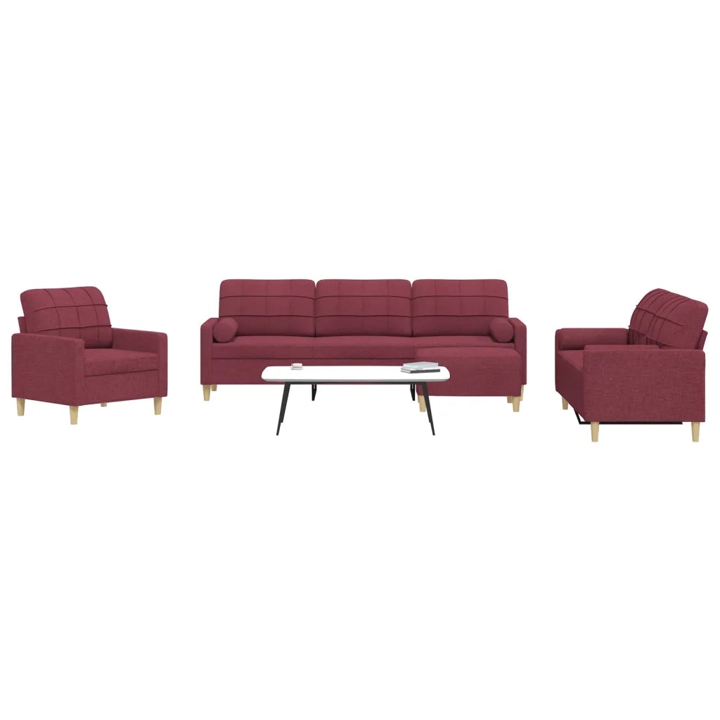 Set di Divani 4 pz con Poggiapiedi Rosso Vino in Tessuto 3278317