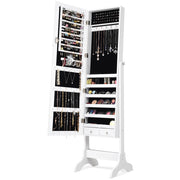 Mobiletto portagioielli di design indipendente con specchio 46 ​​x 37 x 110 cm pratica funzione 2 in 1 finitura bianca 20_0014970