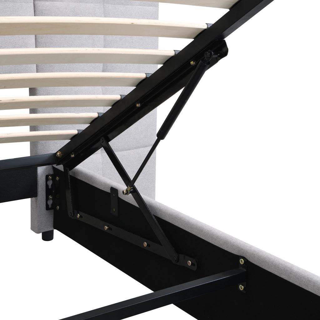 Letti contenitori 180x200 cm; USB e ricarica wireless; lino grigio (Senza materasso)
