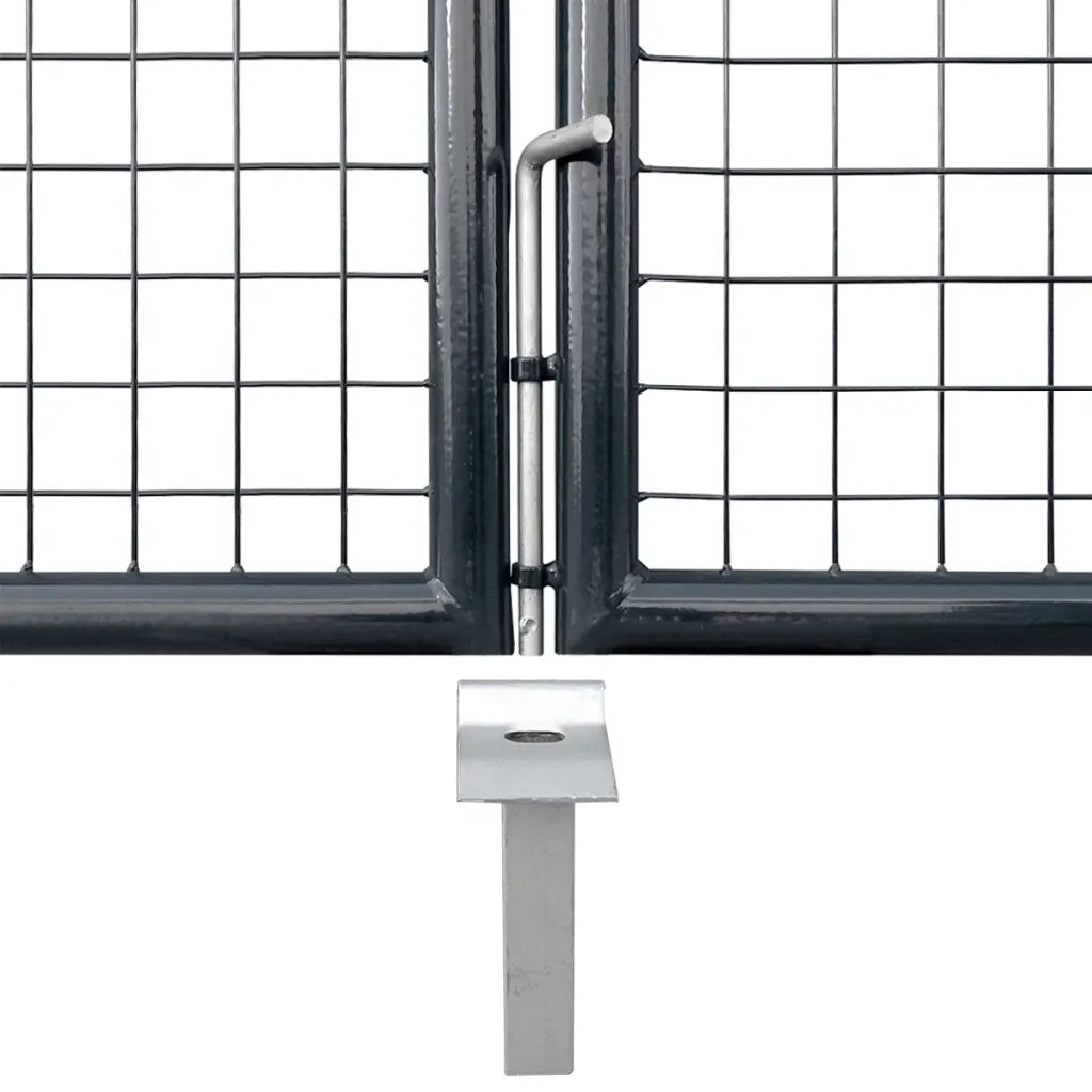 Cancello da Giardino in Rete di Acciaio Zincato 300x150 cm Grigio 143365