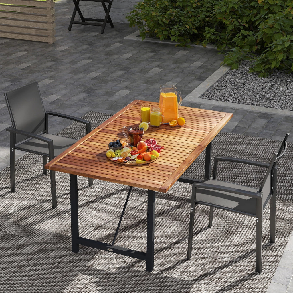 Set 2 Sedie da Giardino Impilabili 56x58x89 cm con Seduta Traspirante in Alluminio e Textilene Grigio Carbone