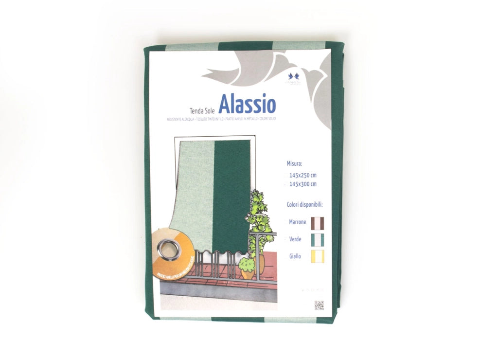 Tenda Da Sole A Caduta Per Esterno Balcone Casa Telo Ombra UV Modello Riga Larga - 145x300 - Verde