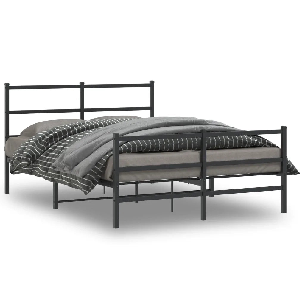 Giroletto con Testiera e Pediera-Struttura Letto Metallo Nero 135x190 cm 863480
