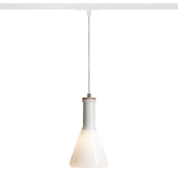 Lampadario PULIRE CON per binario monofase vetro opalino/legno 230V E14 28W