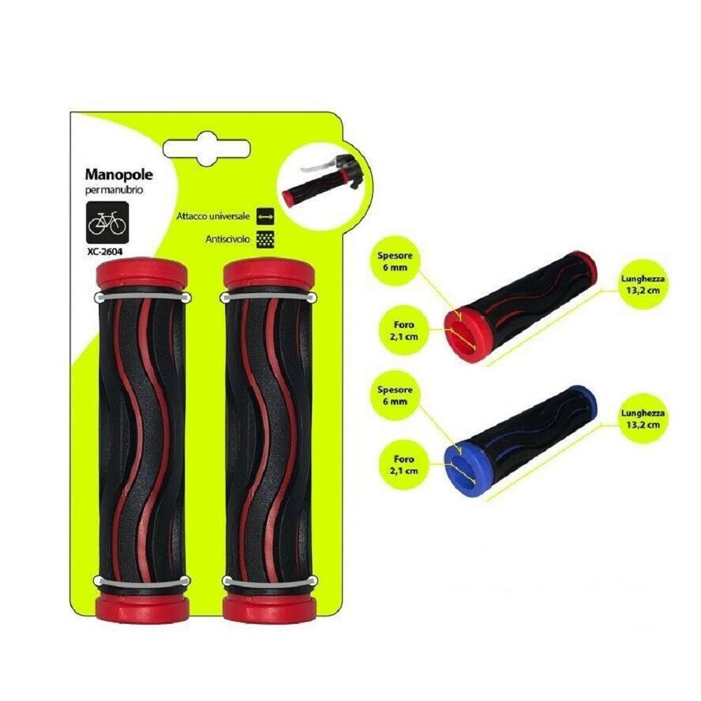 Trade Shop - Coppia Manopole Per Manubrio Sterzo Bici Bicicletta Universale Con Onde Xc-2604 -