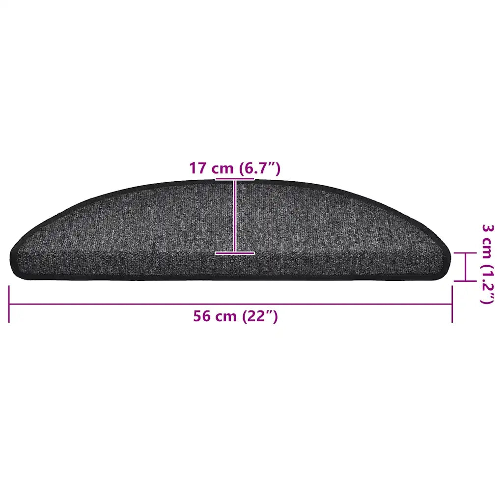 Tappetini per scale 30 pz 56x17x3 cm Antracite Semicircolari 3365733
