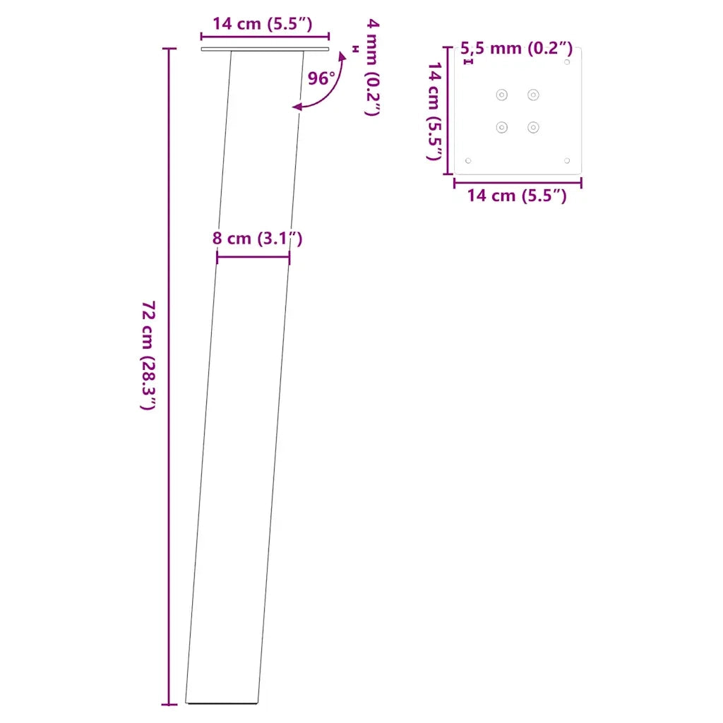 Gambe per tavolo consolle 4 pz Antracite 72 cm Acciaio 4012506