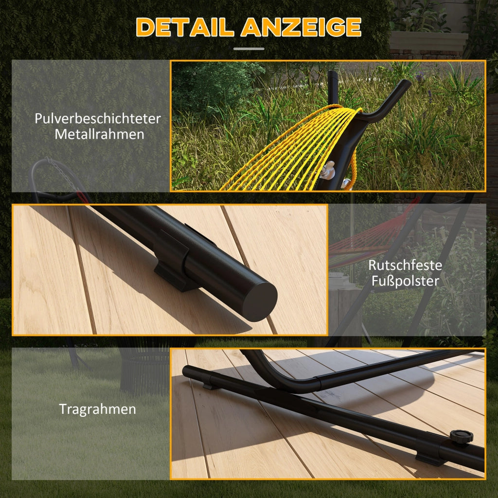 Amaca con supporto in acciaio ¨C zephmum ¨C Nero 285x125x110 cm