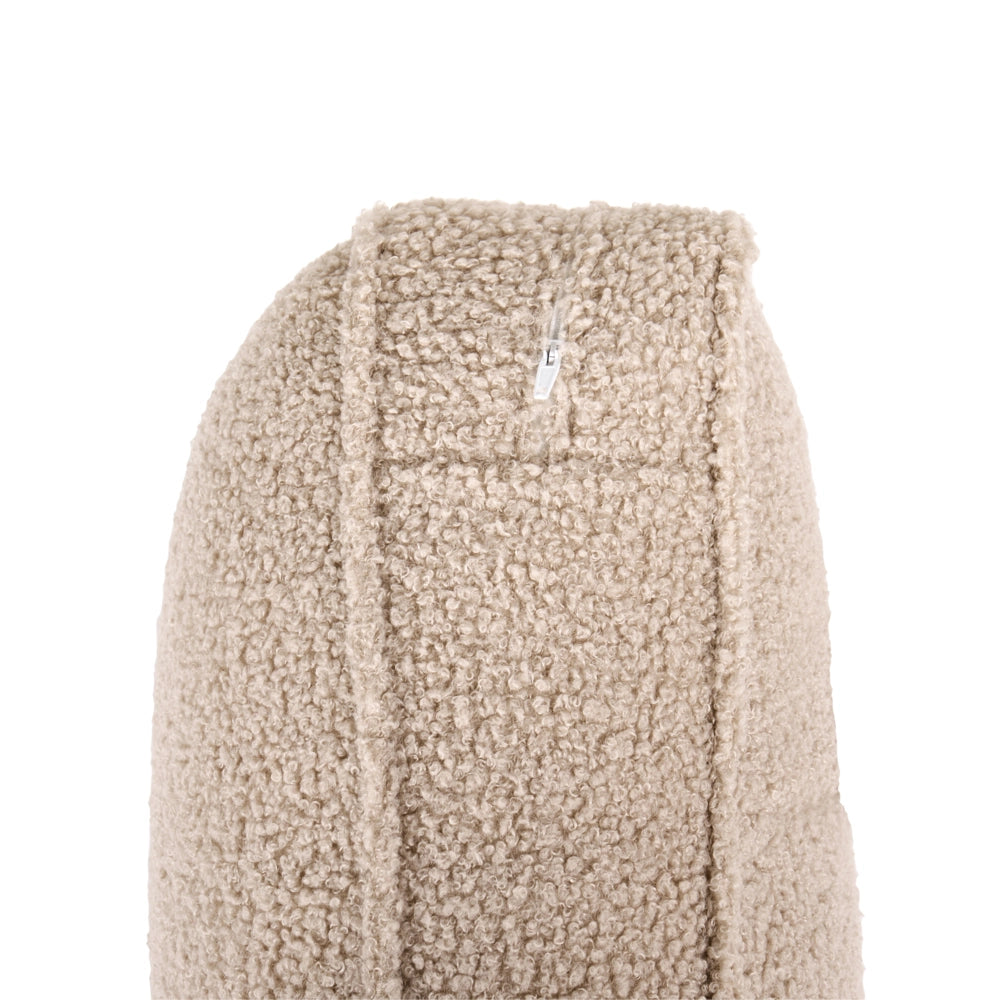 Poltrona beige in bouclé con gambe in legno di quercia stile tradizionale per soggiorno