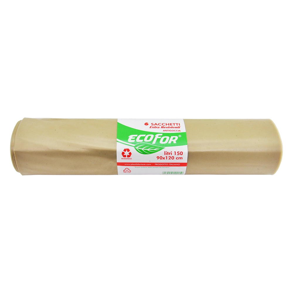 SACCHI POLIETILENE NETTEZZA URBANA 'EXTRA STRONG' cm 90 x 120 cf.6 pz - lt.150 ambra