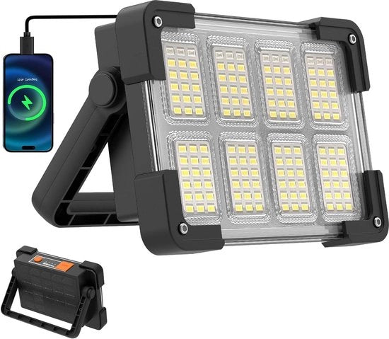 Spot LED portatile caricabile con 4 modi di alimentazione, powerbank impermeabile per esterno - campeggio giardino pesca garage emergenze